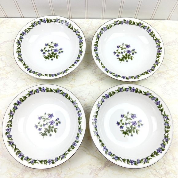 Vintage Jyoto Fine China Japan 4 Soup Bowls Glendale Pattern Violet 7 3/4” - Picture 4 of 12